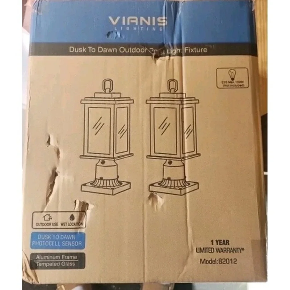 2 Pack Vianis lighting Outdoor Light post Fixture Oil Rub Bronze Dusk Till Dawn